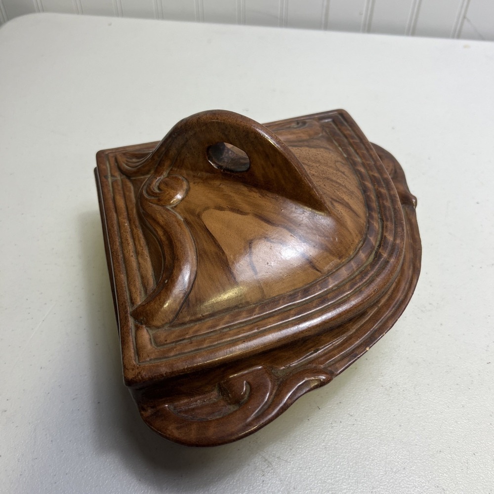 CALIFORNIA ORIGINALS POTTERY USA Covered Dish 402B Brown Wood Design